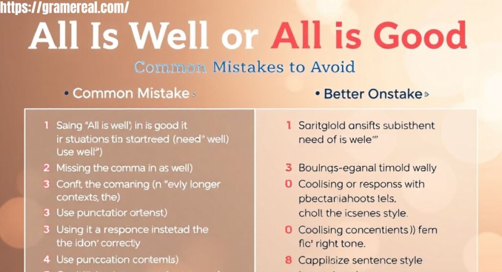 All Is Well or All Is Good: Common Mistakes to Avoid