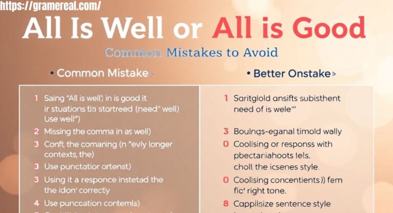 All Is Well or All Is Good: Common Mistakes to Avoid